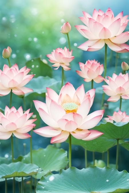 32191-983304545-_lora_hehua_0.9_,hv,no humans,flower,lily pad,lotus,scenery,blurry,pink flower,depth of field,leaf,outdoors,nature,light particl.png